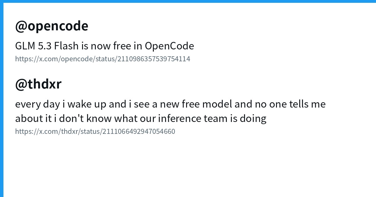 OpenCode：GLM 5.3 Flash 免费