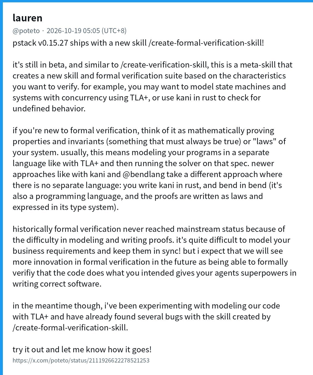 poteto 发布 /create-formal-verification-skill