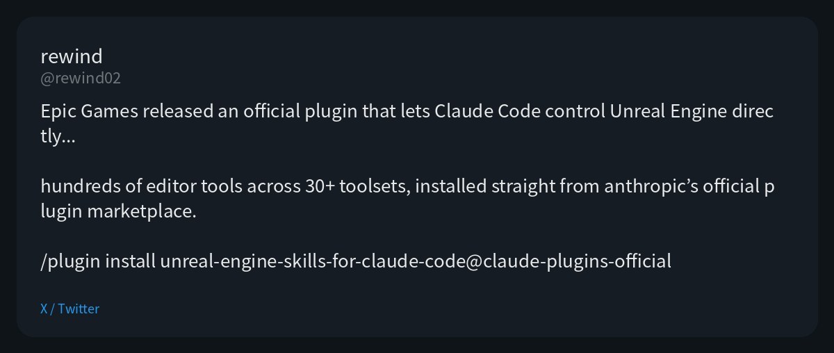 Epic Unreal Claude Code